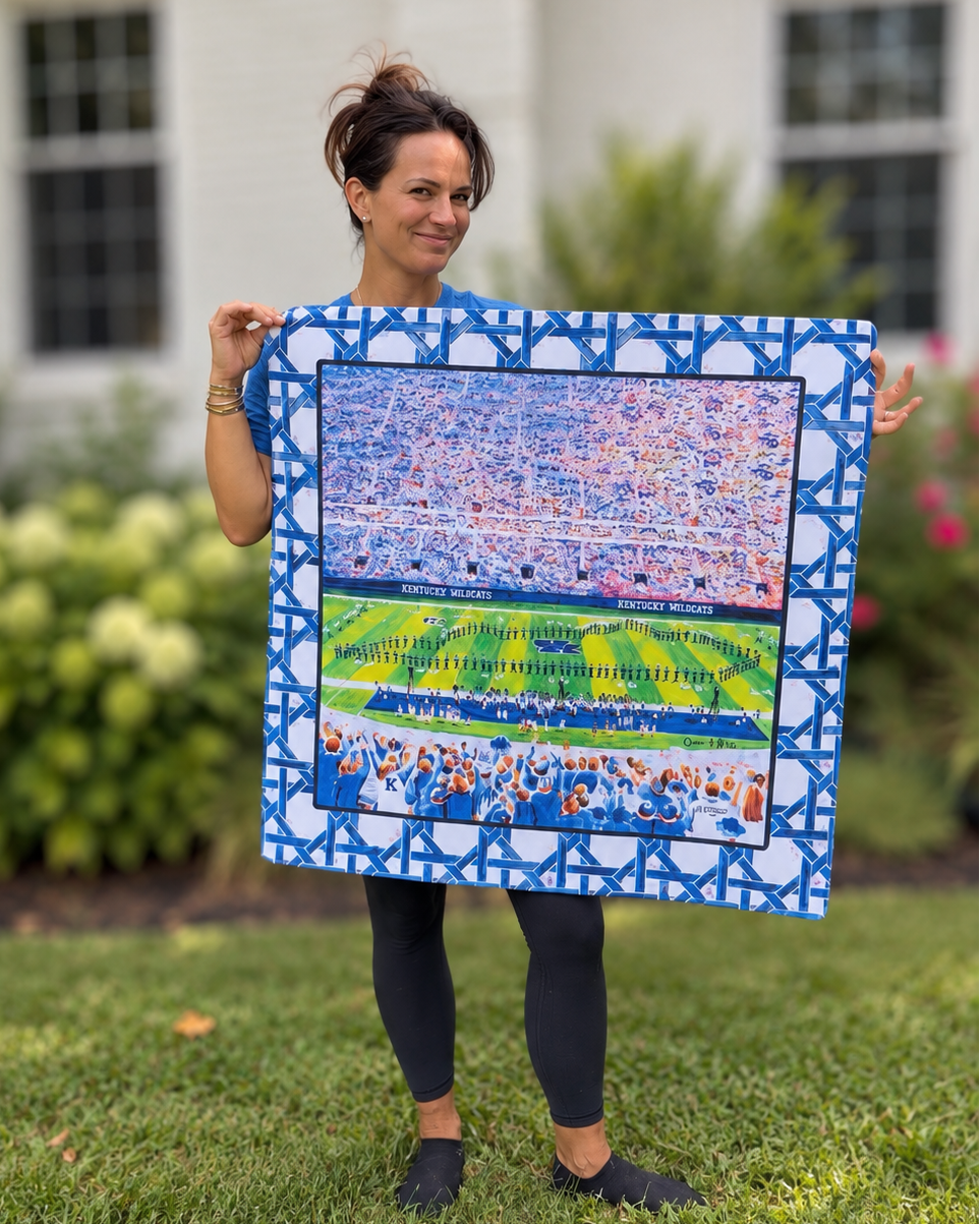 Blue & White Kentucky College Football Game Day Mahjong Mat