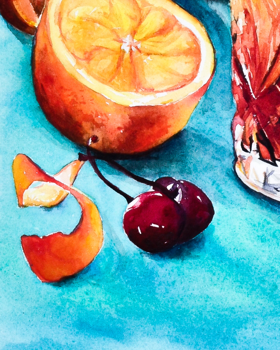 Old Fashioned Cocktail Watercolor Painting: Bourbon Art Print