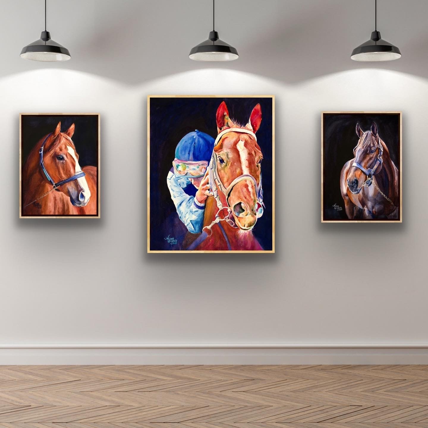 Majestic Bay - A Captivating Watercolor Portrait of a Thoroughbred Racehorse