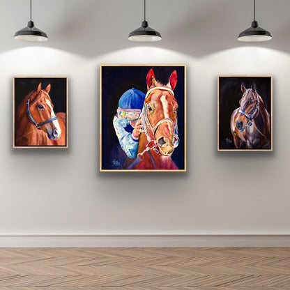 Majestic Bay - A Captivating Watercolor Portrait of a Thoroughbred Racehorse