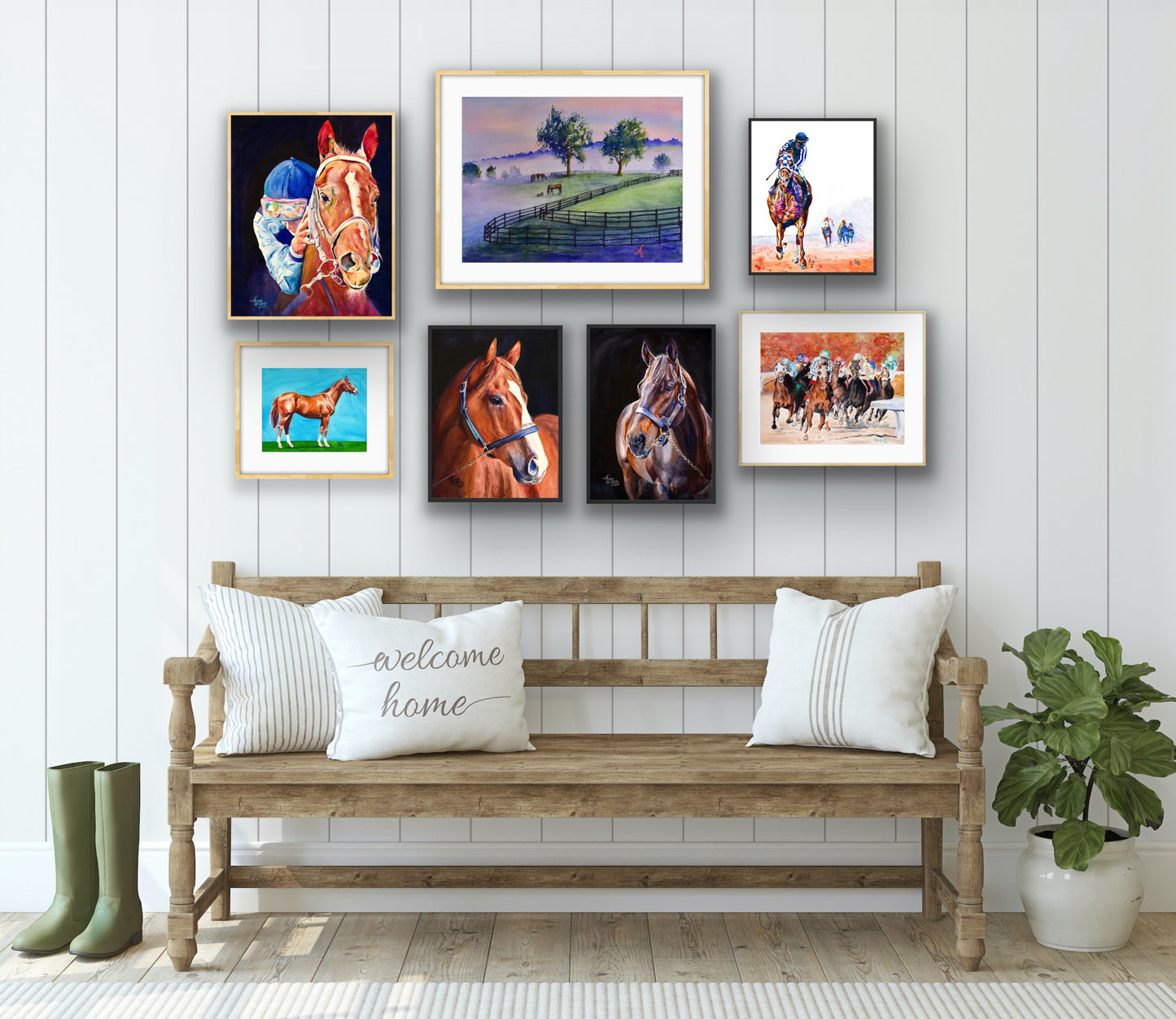 Majestic Bay - A Captivating Watercolor Portrait of a Thoroughbred Racehorse