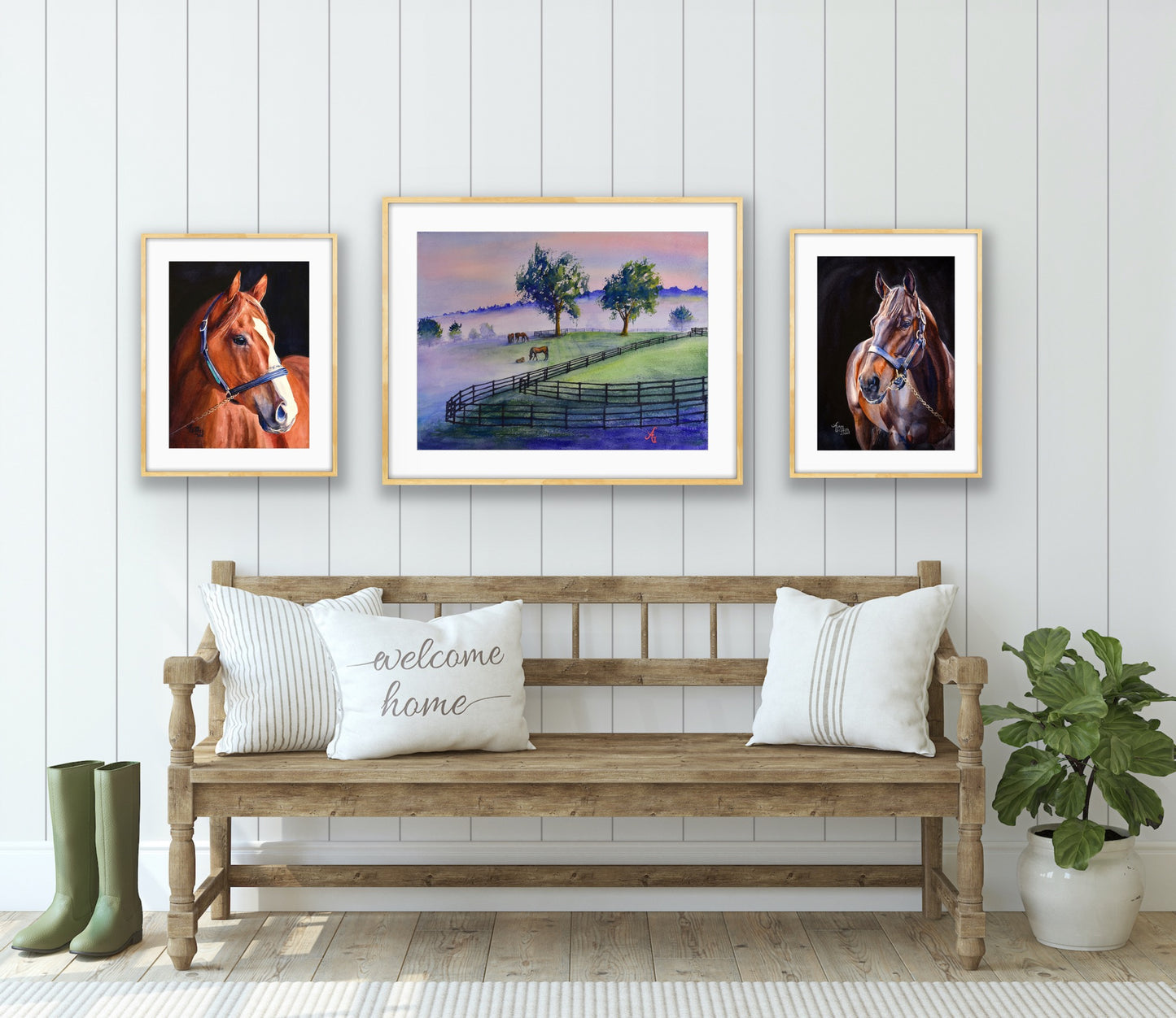 Majestic Bay - A Captivating Watercolor Portrait of a Thoroughbred Racehorse