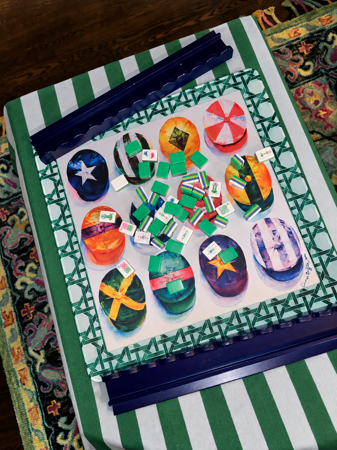 Hats Off Horse Racing Jockey Mahjong Mat