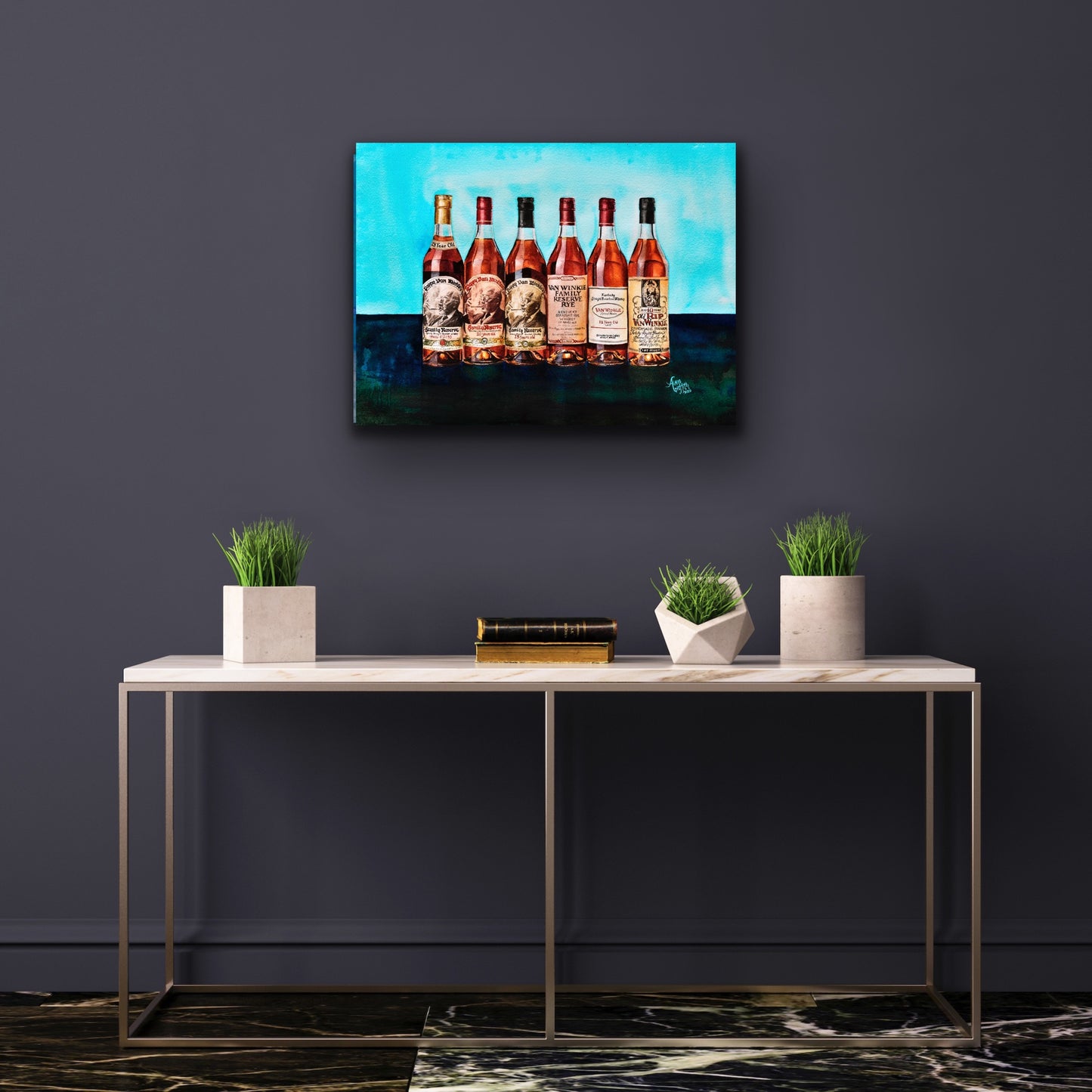 The Pappy Portrait - Old Rip Van Winkle family of bourbon whiskeys - Blue