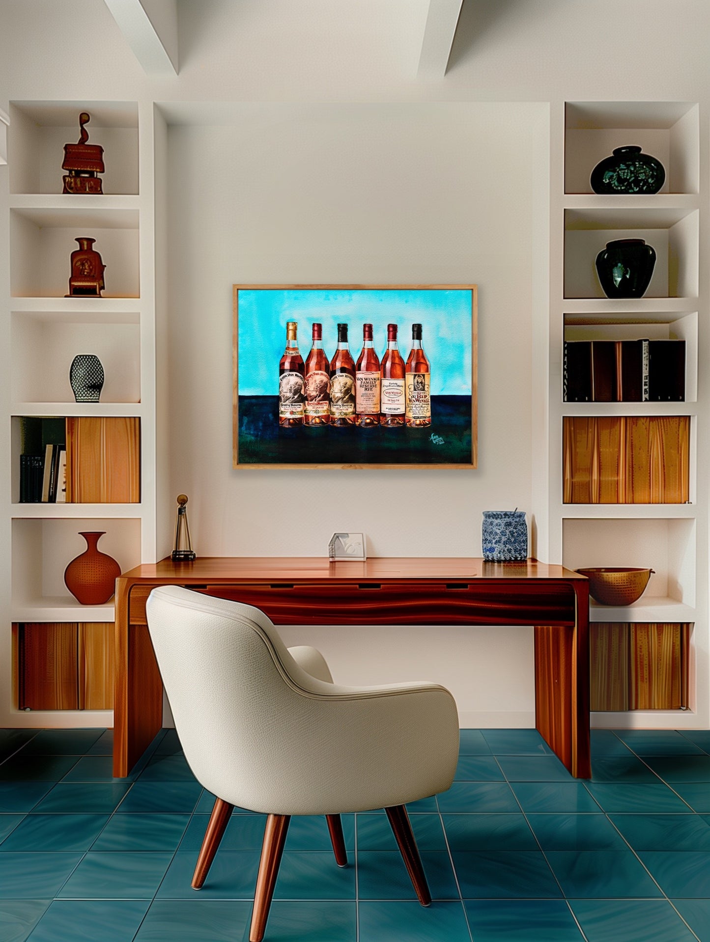 The Pappy Portrait - Old Rip Van Winkle family of bourbon whiskeys - Blue