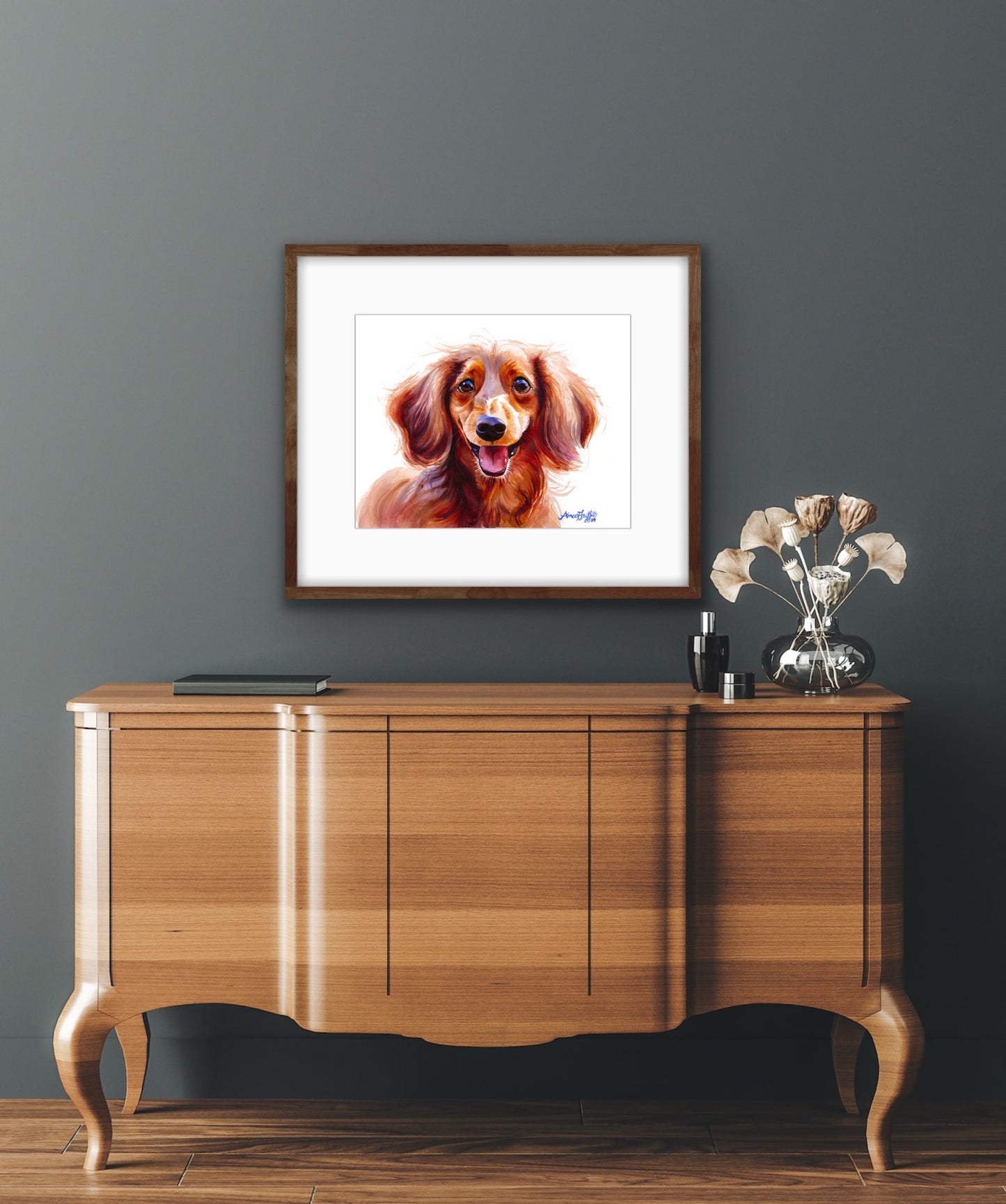 Long-Haired Dachshund Radiant Smile dog portrait