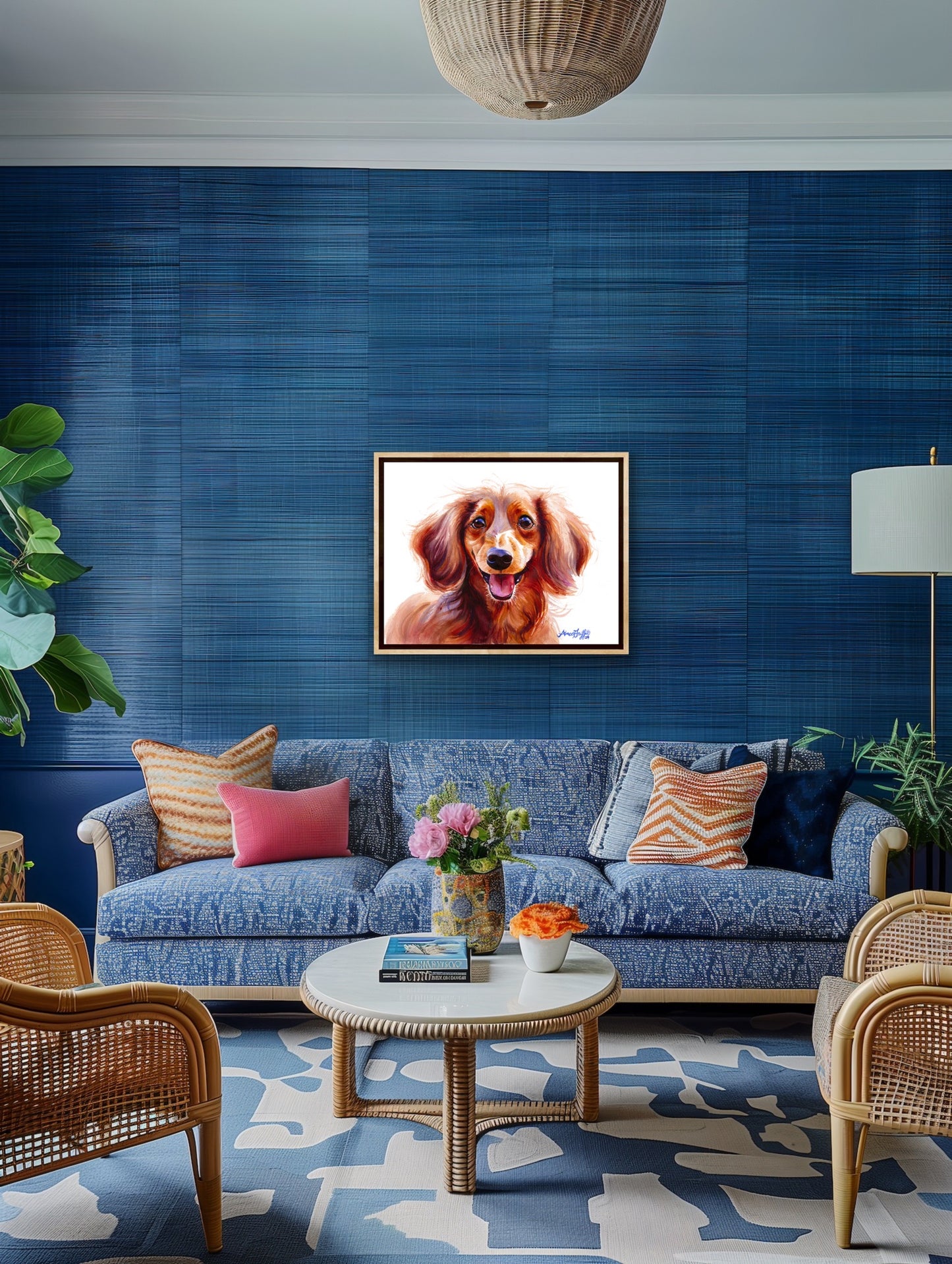 Long-Haired Dachshund Radiant Smile dog portrait