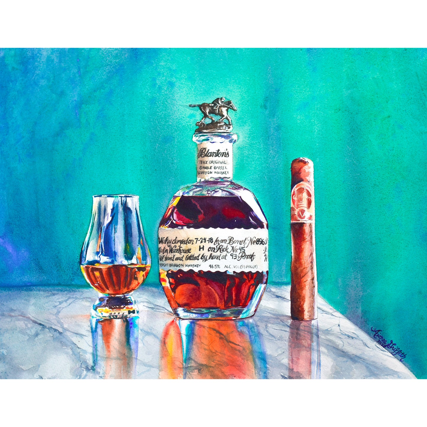 Blanton's and Cigar Night Cap print