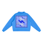 Big Blue Cats - Artist Designed Fleece Mock-Neck Crew Sweatshirt