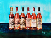 The Pappy Portrait - Old Rip Van Winkle family of bourbon whiskeys - Blue