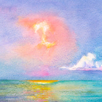 Heaven's Embrace: A Colorful Painting of Sun and Sea