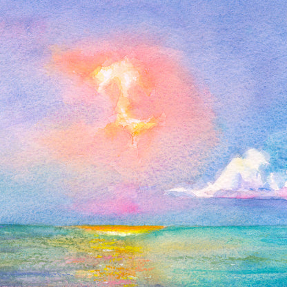 Heaven's Embrace: A Colorful Painting of Sun and Sea