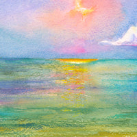 Heaven's Embrace: A Colorful Painting of Sun and Sea