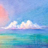 Heaven's Embrace: A Colorful Painting of Sun and Sea