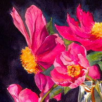 Seeking Sunbeams: A Vibrant Watercolor Print of Pink Peonies