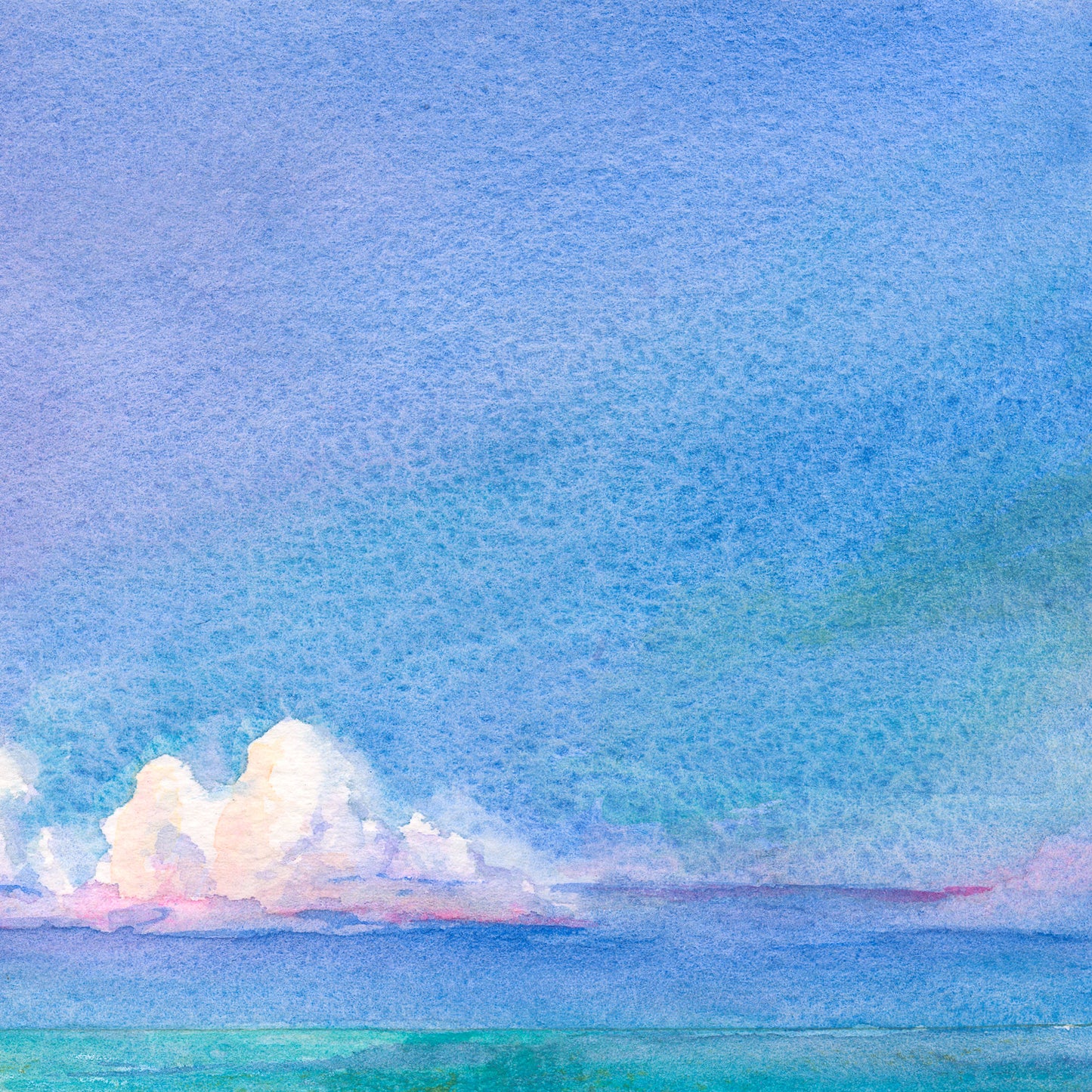 Heaven's Embrace: A Colorful Painting of Sun and Sea