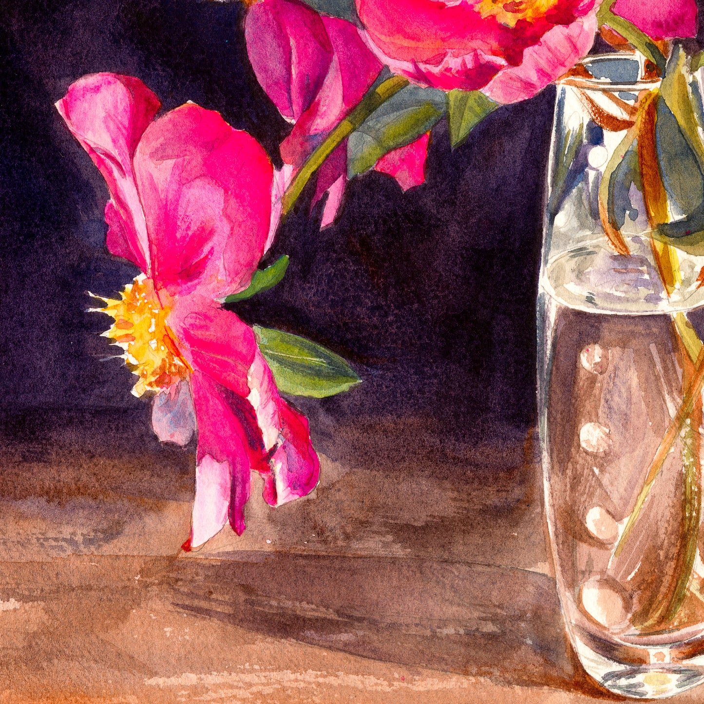 Seeking Sunbeams: A Vibrant Watercolor Print of Pink Peonies