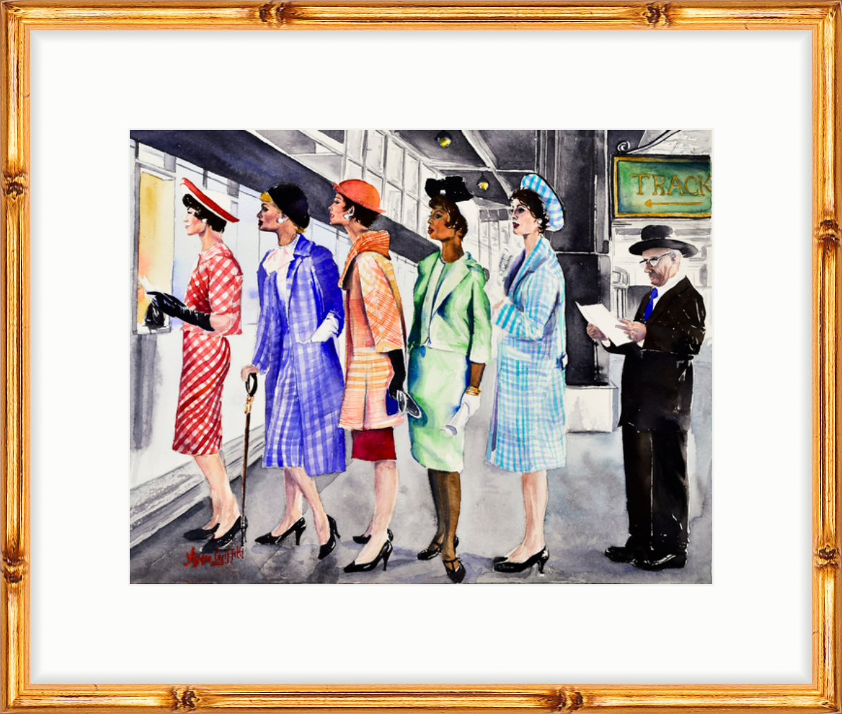 Place Your Bets: Vintage Ladies Horse Racing Art Print