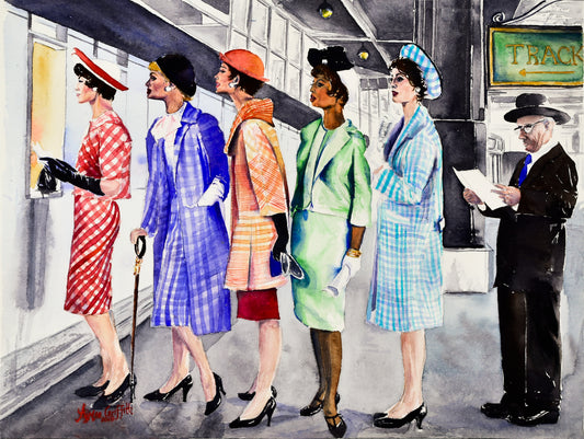 Place Your Bets: Vintage Ladies Horse Racing Art Print