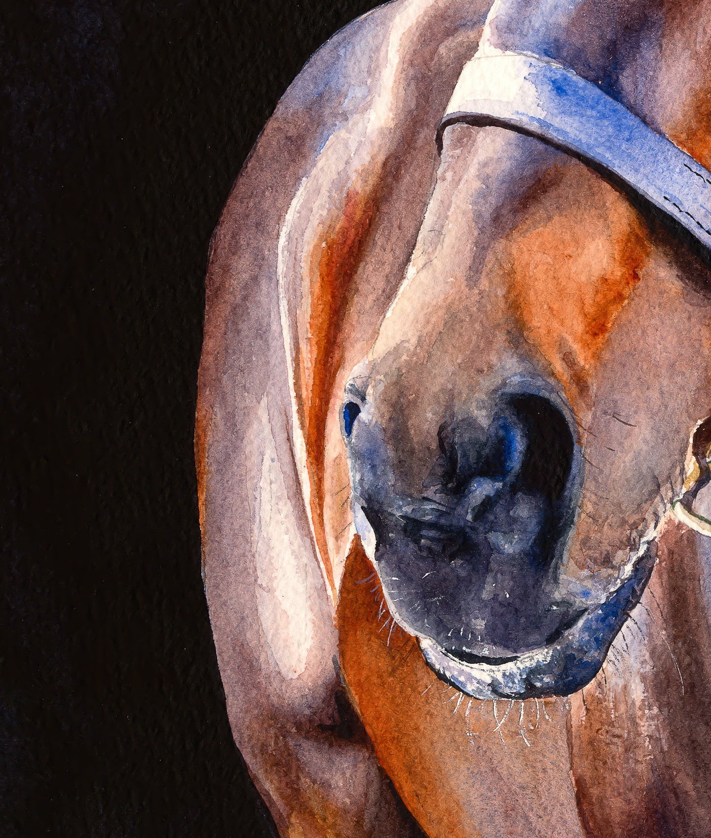 Majestic Bay - A Captivating Watercolor Portrait of a Thoroughbred Racehorse