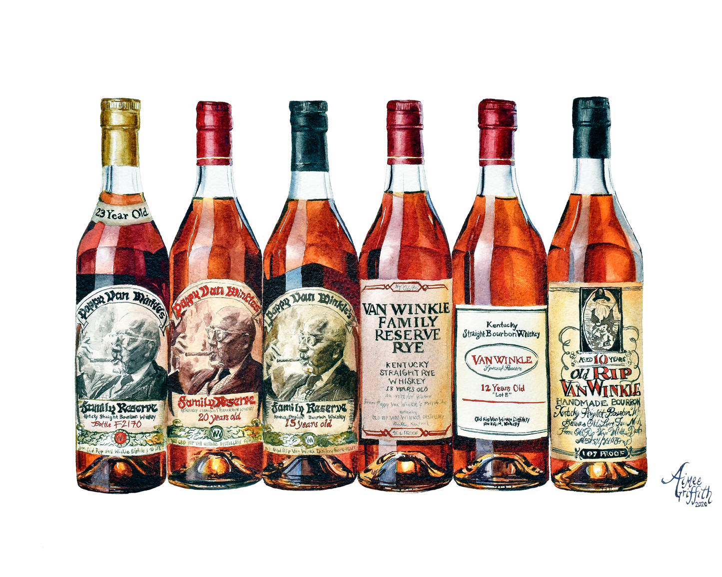 The Pappy Portrait - Old Rip Van Winkle family of bourbon whiskeys