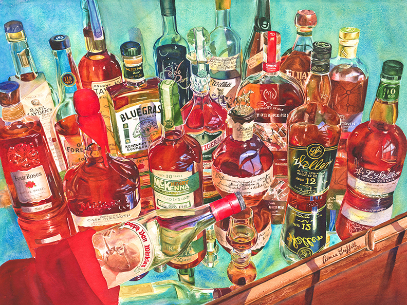 Top Shelf Reflections - Weller, Pappy, Blanton's, Eagle Rare and More Bourbon Collection Print