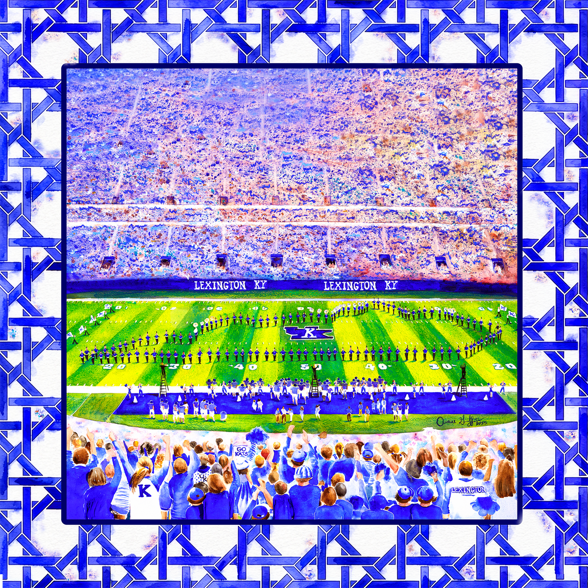 Blue & White Kentucky College Football Game Day Mahjong Mat